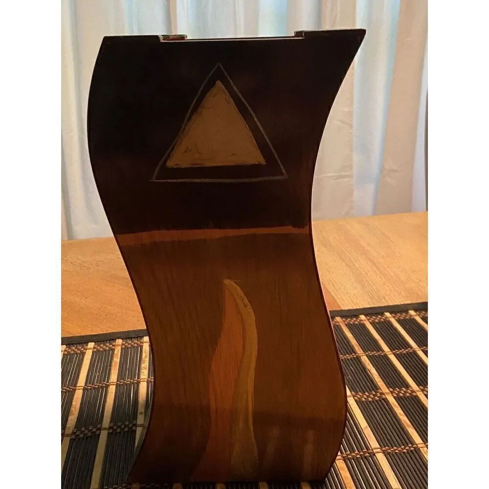 Kakadu‎ Art Israel Wood Vase Handpainted Signed Reut Shahar 12” Tall 4” By 4” - Picture 4 of 14